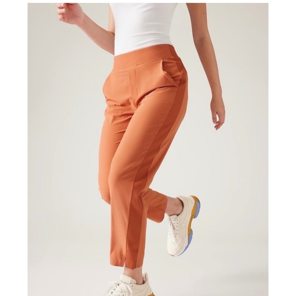 Athleta Brooklyn Ankle Pants Womens 20 Cactus Orange Tapered Slit Hem NWT